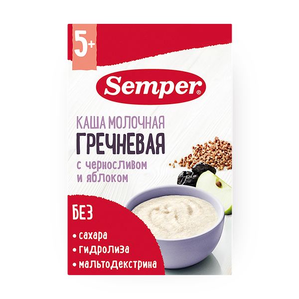 Каша молочная Semper Гречневая чернослив и яблоко с 5 месяцев