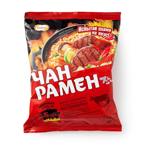 Лапша для варки Чан Рамён «Доширак» вкус говядины острый