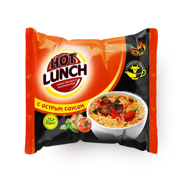 Лапша быстрого приготовления Hot Lunch с острым говяжьим соусом