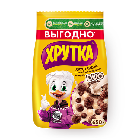 Готовый шоколадный завтрак «Хрутка» Duo обогащенный кальцием