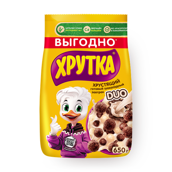 Готовый шоколадный завтрак «Хрутка» Duo обогащенный кальцием