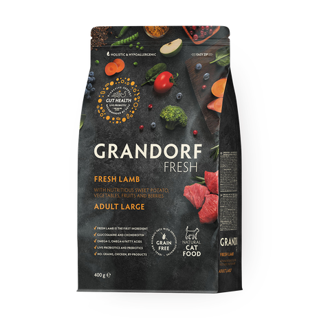 Сухой корм для крупных кошек Grandorf ягнёнок с бататом