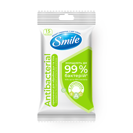 Влажные салфетки Smile Antibacterial лайм, мята, витамины