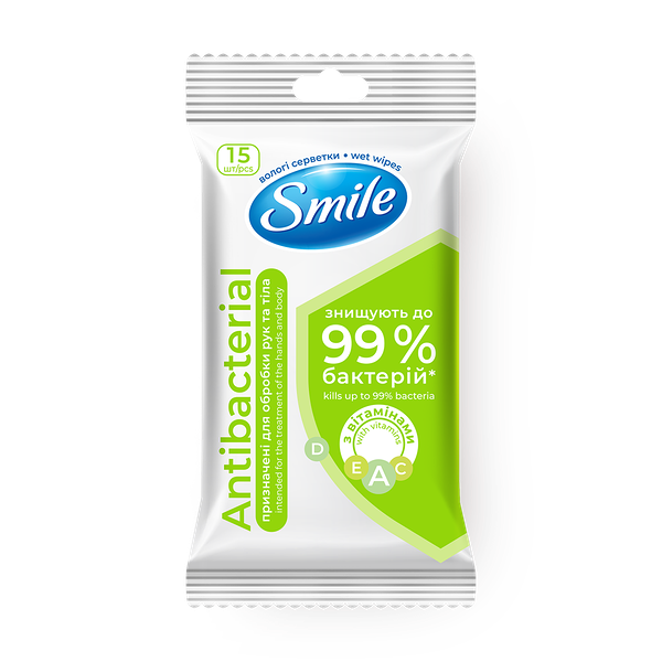 Влажные салфетки Smile Antibacterial лайм, мята, витамины