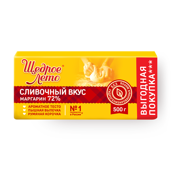 Маргарин твёрдый 72% «Щедрое лето» сливочный вкус