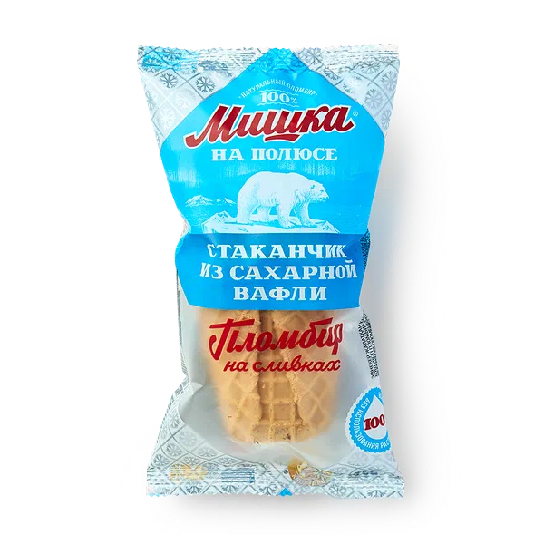 Мороженое «Мишка на полюсе» Сахарный стаканчик