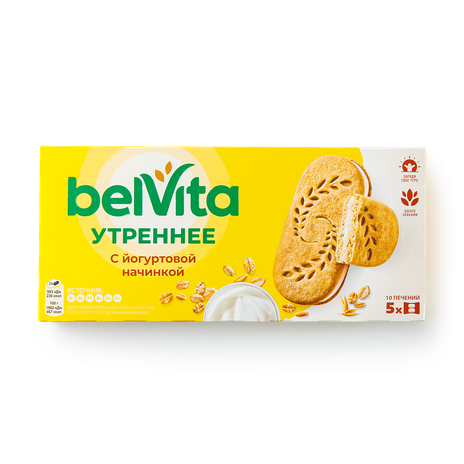 Печенье-сэндвич Утреннее Belvita с йогуртовой начинкой