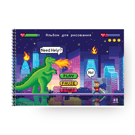 Альбом для рисования «Три совы» Стиль игра ArtSpace А4 на гребне 48 листов