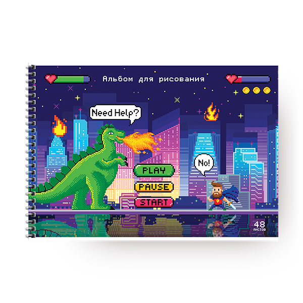 Альбом для рисования «Три совы» Стиль игра ArtSpace А4 на гребне 48 листов