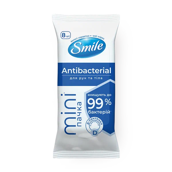 Влажные салфетки Smile Mini Аntibacterial с Д-пантенолом и соком подорожника