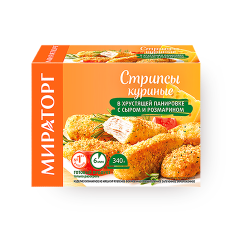 Стрипсы куриные в хрустящей панировке с сыром и розмарином «Мираторг»