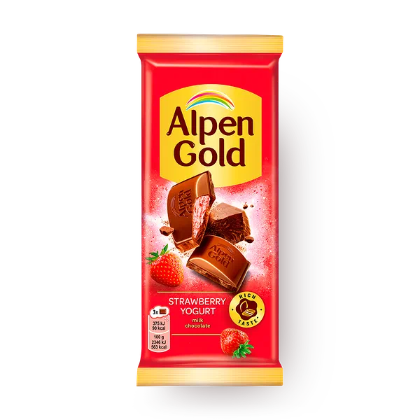 Шоколад молочный Alpen Gold с клубнично-йогуртовой начинкой