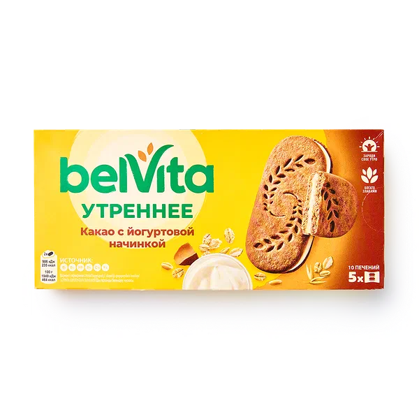 Печенье-сэндвич Утреннее Belvita какао с йогуртовой начинкой