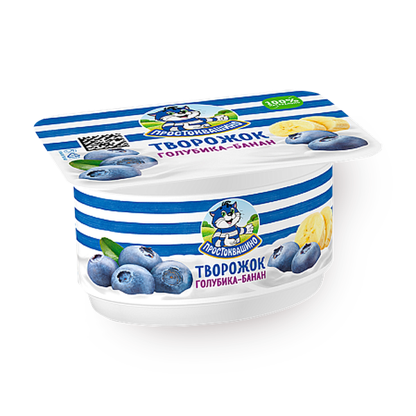 Творожок «Простоквашино» с голубикой-бананом