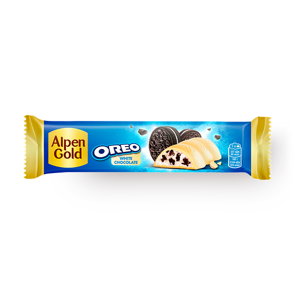 Шоколад белый Орео Alpen Gold с ванильной начинкой и кусочками печенья