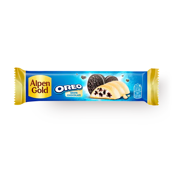 Шоколад белый Орео Alpen Gold с ванильной начинкой и кусочками печенья