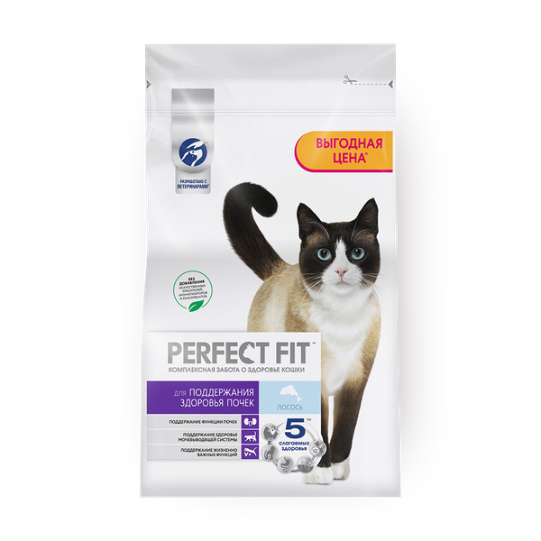 Сухой корм для кошек для поддержания здоровья почек Perfect Fit лосось