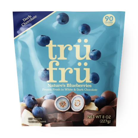 Blueberries coated in white chocolate and tru fru