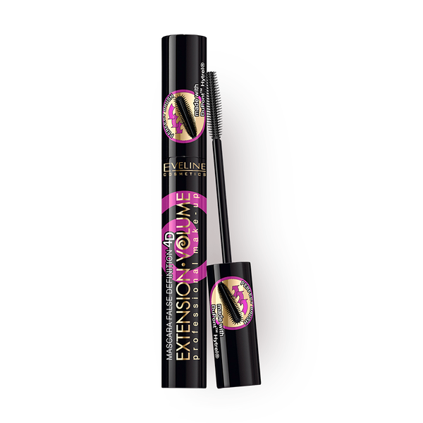 Тушь для ресниц Eveline Extension Volume экстремальный объём + удлинение чёрная