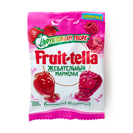 Мармелад жевательный Fruit-tella клубника-малина с фруктовым пюре