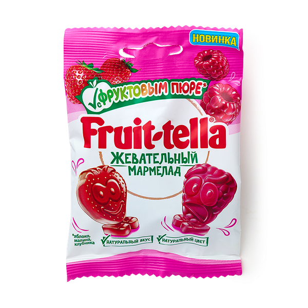 Мармелад жевательный Fruit-tella клубника-малина с фруктовым пюре