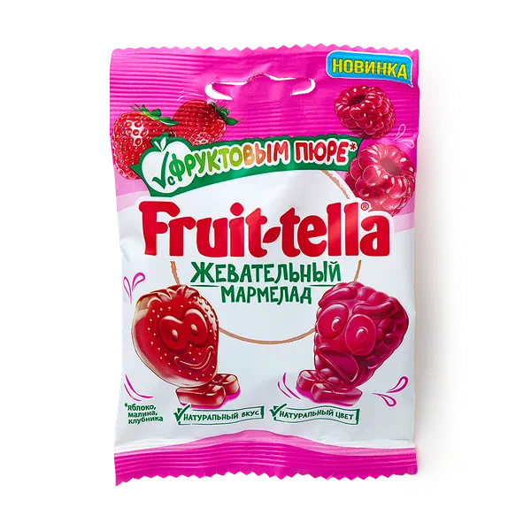 Мармелад жевательный Fruit-tella клубника-малина с фруктовым пюре