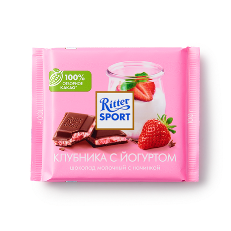 Шоколад молочный Ritter Sport клубника с йогуртом