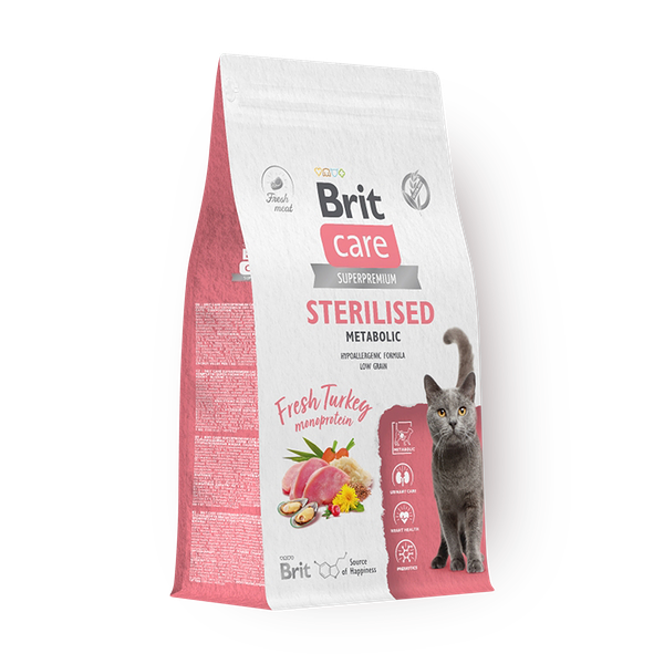 Сухой корм для стерилизованных кошек Brit Care Sterilised Metabolic индейка