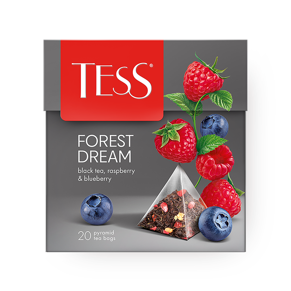 Чай чёрный Forest Dream Tess с малиной и черникой в пирамидках