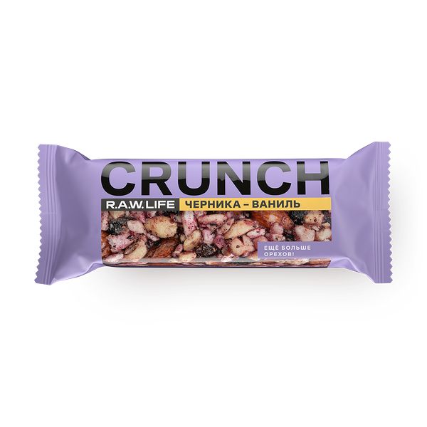 Батончик ореховый RawLife Crunch черника-ваниль