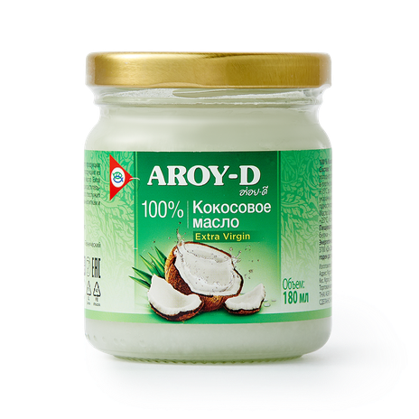 Масло кокосовое Extra Virgin Aroy-D, 180 мл — купить с доставкой из ...
