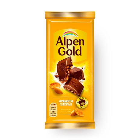 Шоколад Alpen Gold арахис и кукурузные хлопья