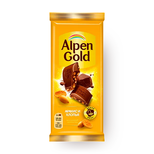 Шоколад Alpen Gold арахис и кукурузные хлопья