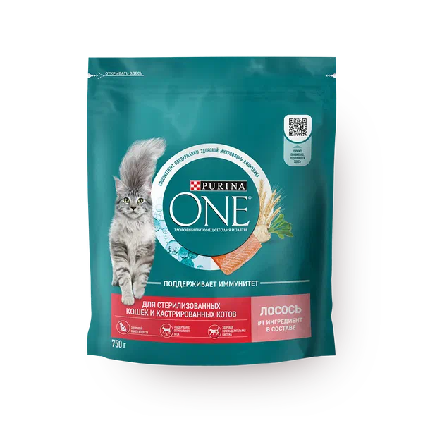 Сухой корм для стерилизованных кошек Purina One с лососем и пшеницей