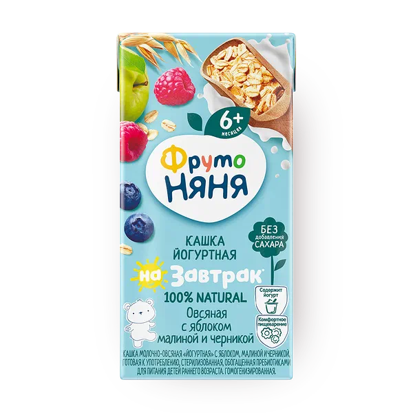 Кашка овсяная йогуртная «ФрутоНяня» яблоко-малина-черника с 6 месяцев