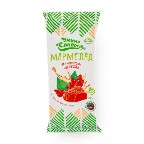 Мармелад «Умные сладости» желейно-формовой со стевией со вкусом барбариса,