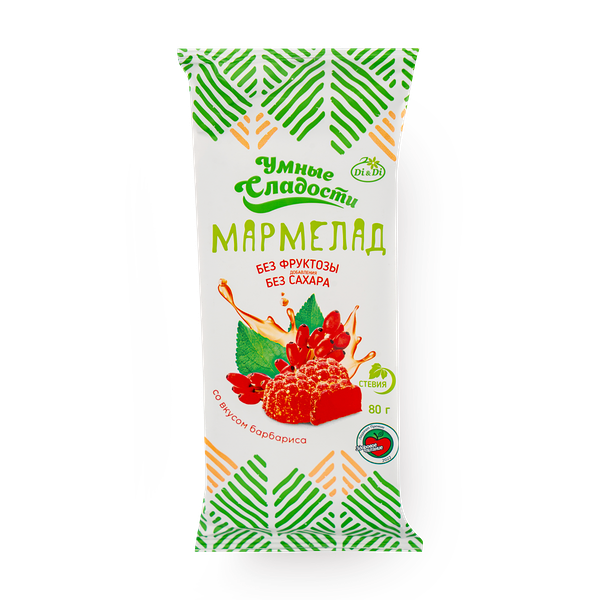 Мармелад «Умные сладости» желейно-формовой со стевией со вкусом барбариса,