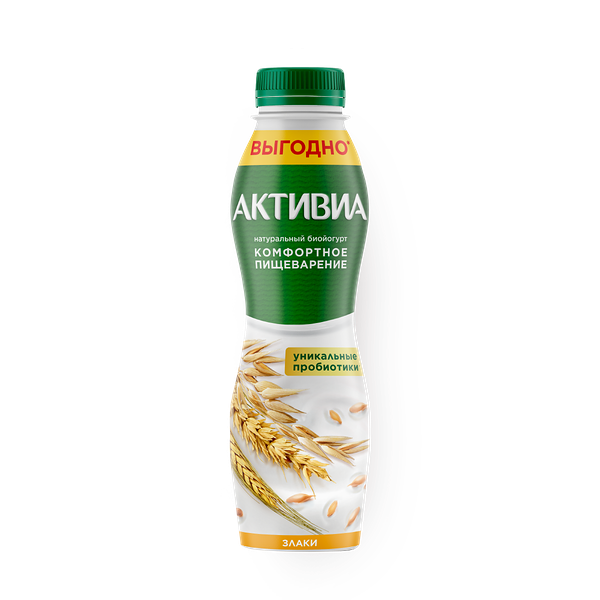 Биойогурт питьевой «Активиа» отруби-злаки