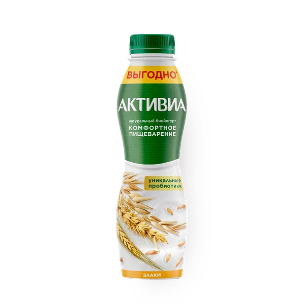 Биойогурт питьевой «Активиа» отруби-злаки