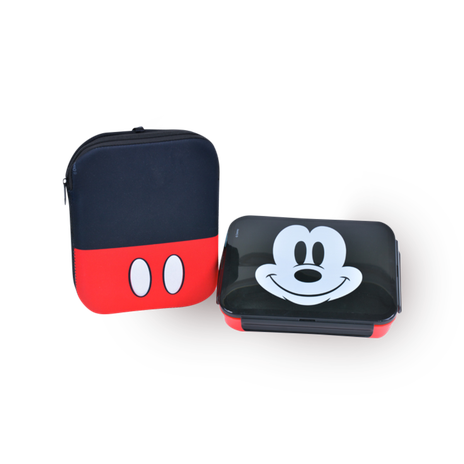 Divided lunch box with Mickey bag