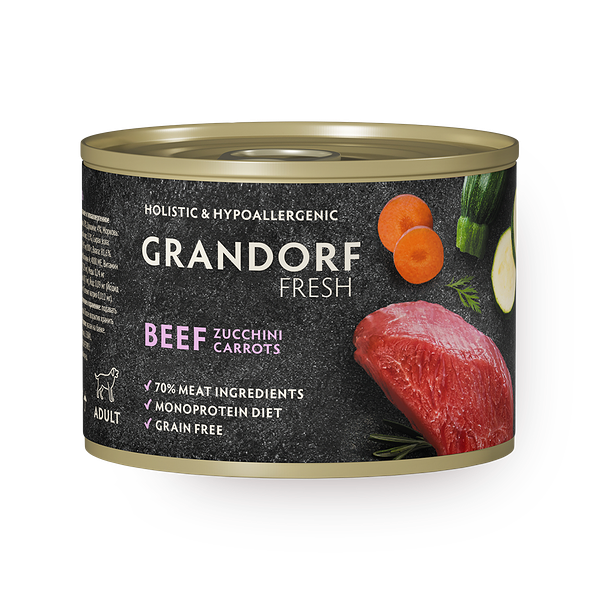 Консервы для собак Grandorf Fresh говядина, цукини, морковь