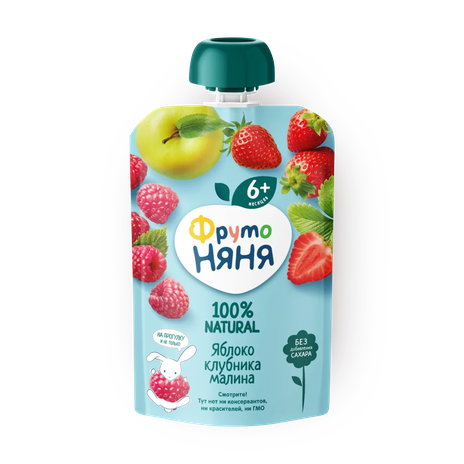 Пюре «Фрутоняня» десерт из малины клубники с яблоком