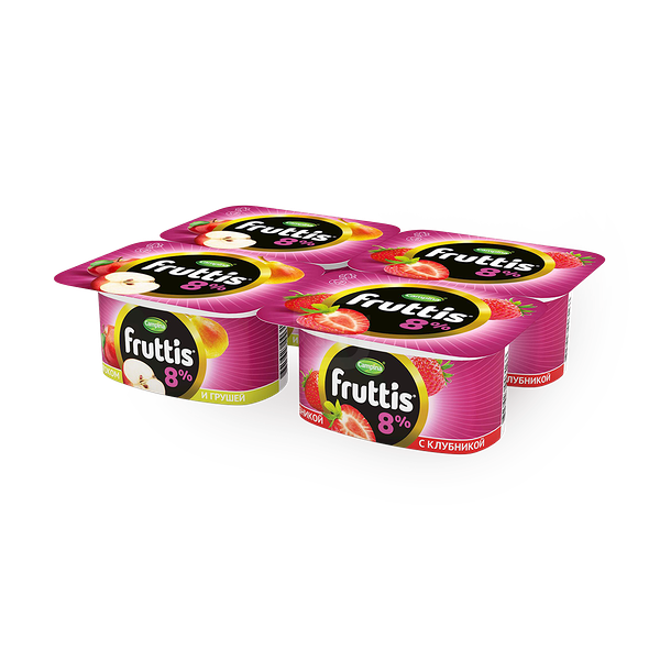 Продукт йогуртный Fruttis с клубникой, яблоком и грушей 8%