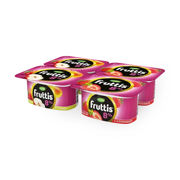 Продукт йогуртный Fruttis с клубникой, яблоком и грушей 8%
