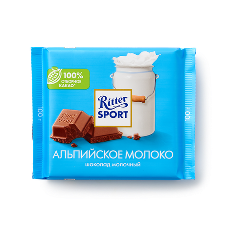 Шоколад молочный Ritter Sport с альпийским молоком