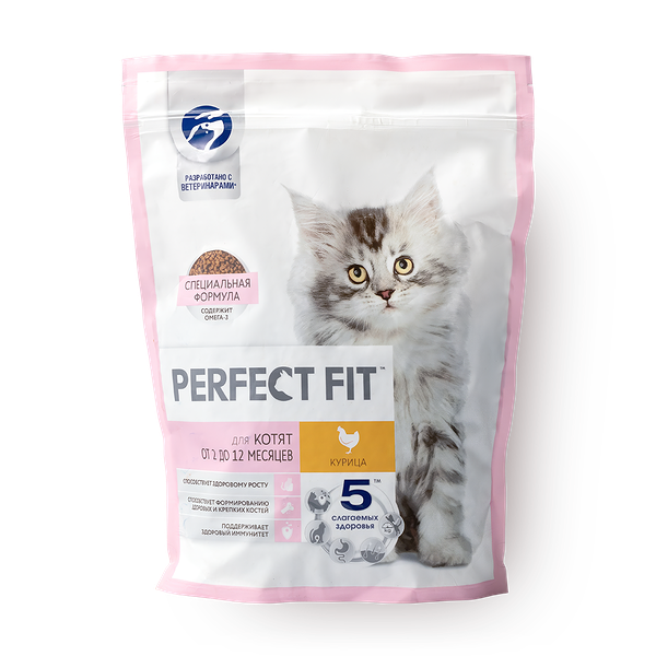 Сухой корм для котят Perfect Fit с курицей от 2 до 12 месяцев