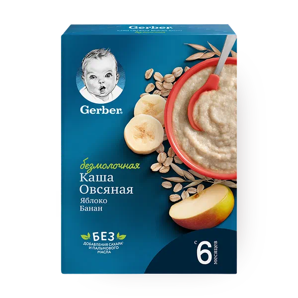 Каша безмолочная овсяная Gerber банан и яблоко