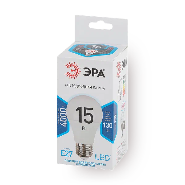 Лампочка светодиодная «Эра» Led E27 15 Вт груша нейтральный белый свет