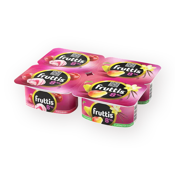 Йогурт Fruttis с вишневым пломбиром, грушей и ванилью 8%
