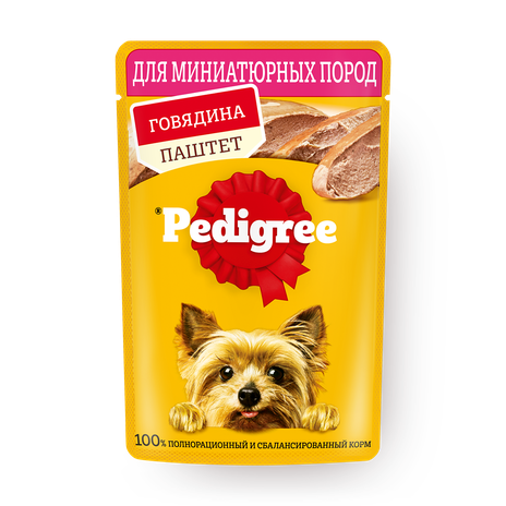Корм влажный для миниатюрных собак Pedigree паштет с говядиной